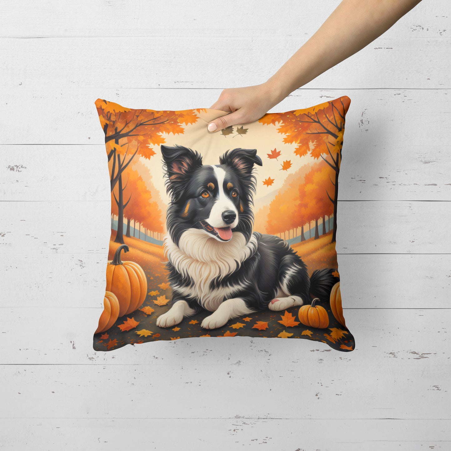 Border Collie Fall Throw Pillow