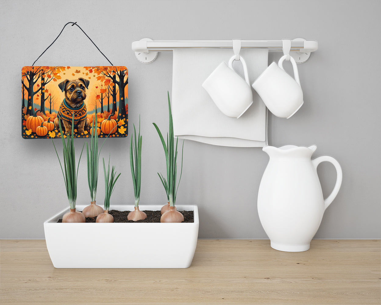 Border Terrier Fall Wall or Door Hanging Prints