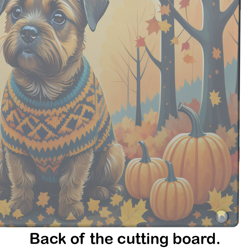 Border Terrier Fall Glass Cutting Board