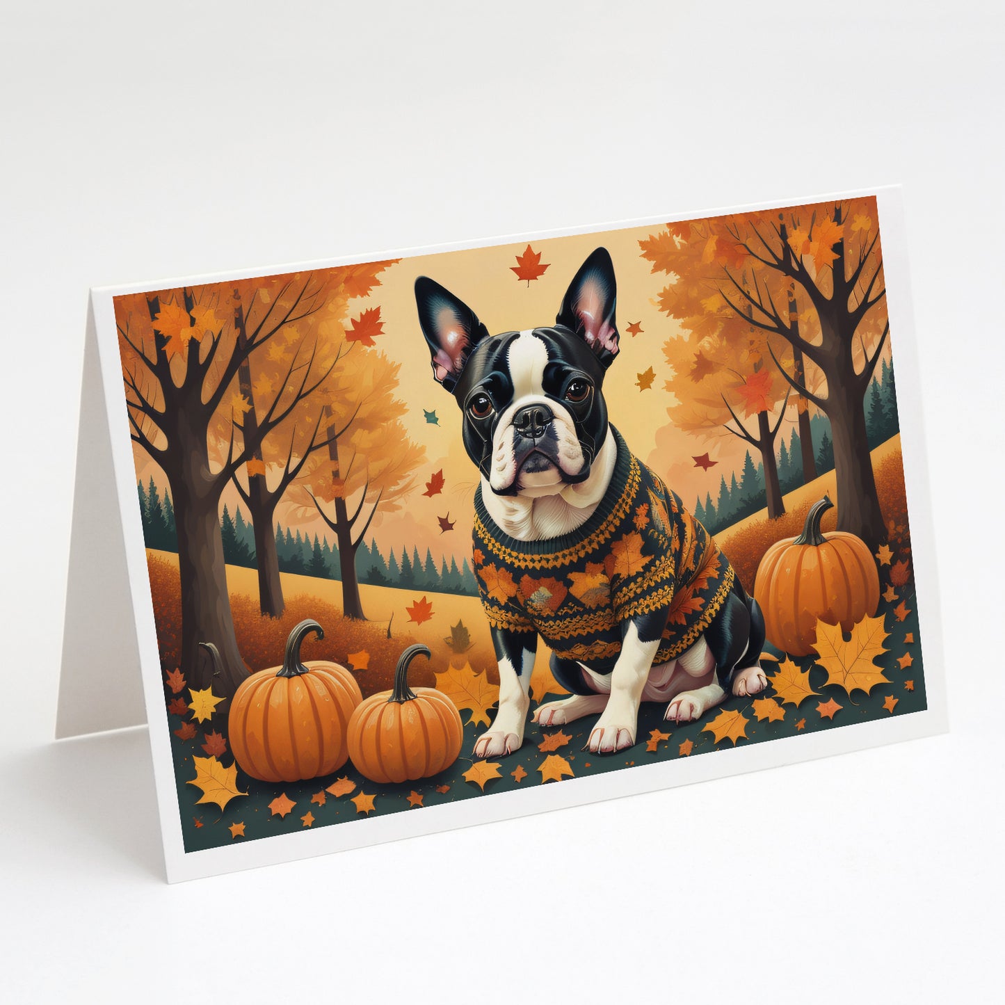 Buy this Boston Terrier Fall Greeting Cards Pack of 8