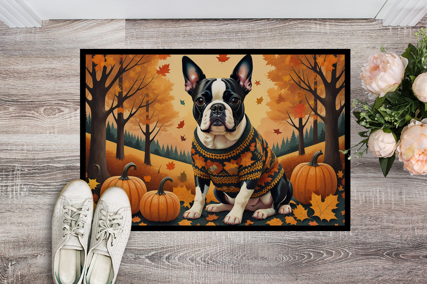 Boston Terrier Fall Doormat