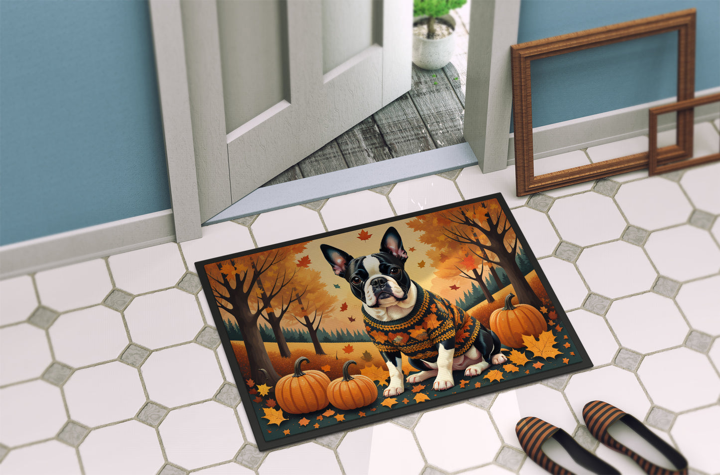 Boston Terrier Fall Doormat