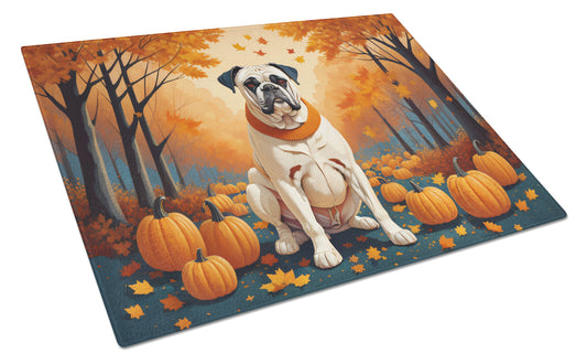 Buy this White Boxer Fall Glass Cutting Board