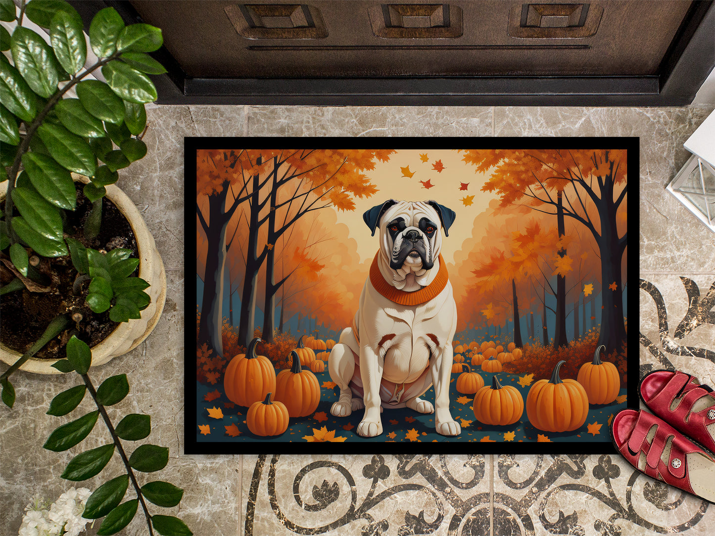 White Boxer Fall Doormat