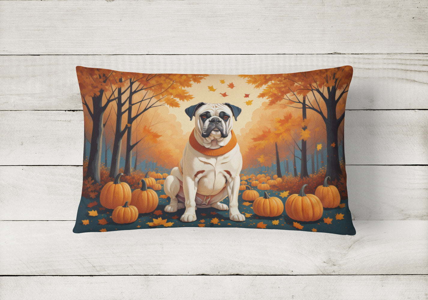 White Boxer Fall Throw Pillow