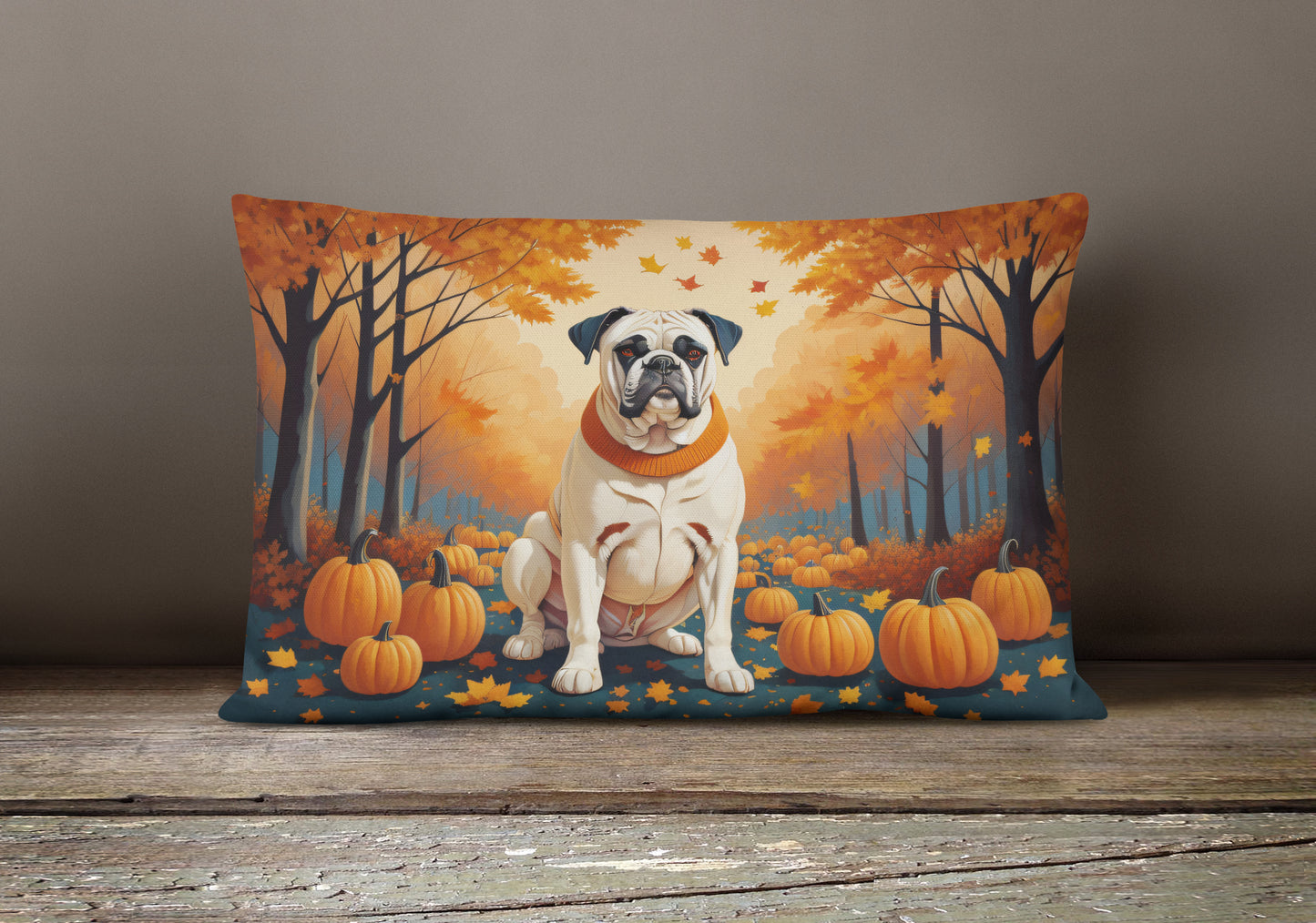 White Boxer Fall Throw Pillow