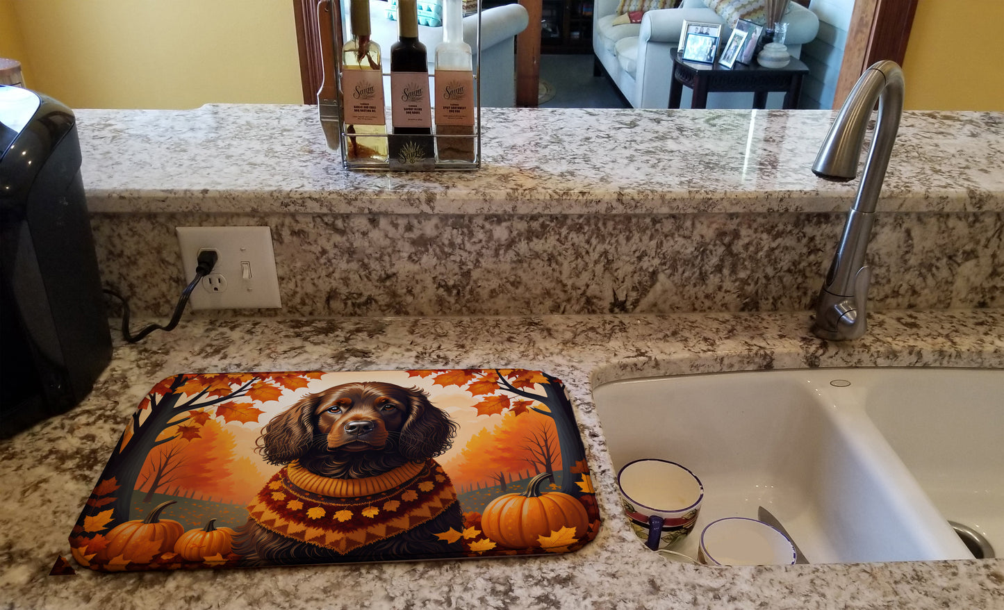 Boykin Spaniel Fall Dish Drying Mat