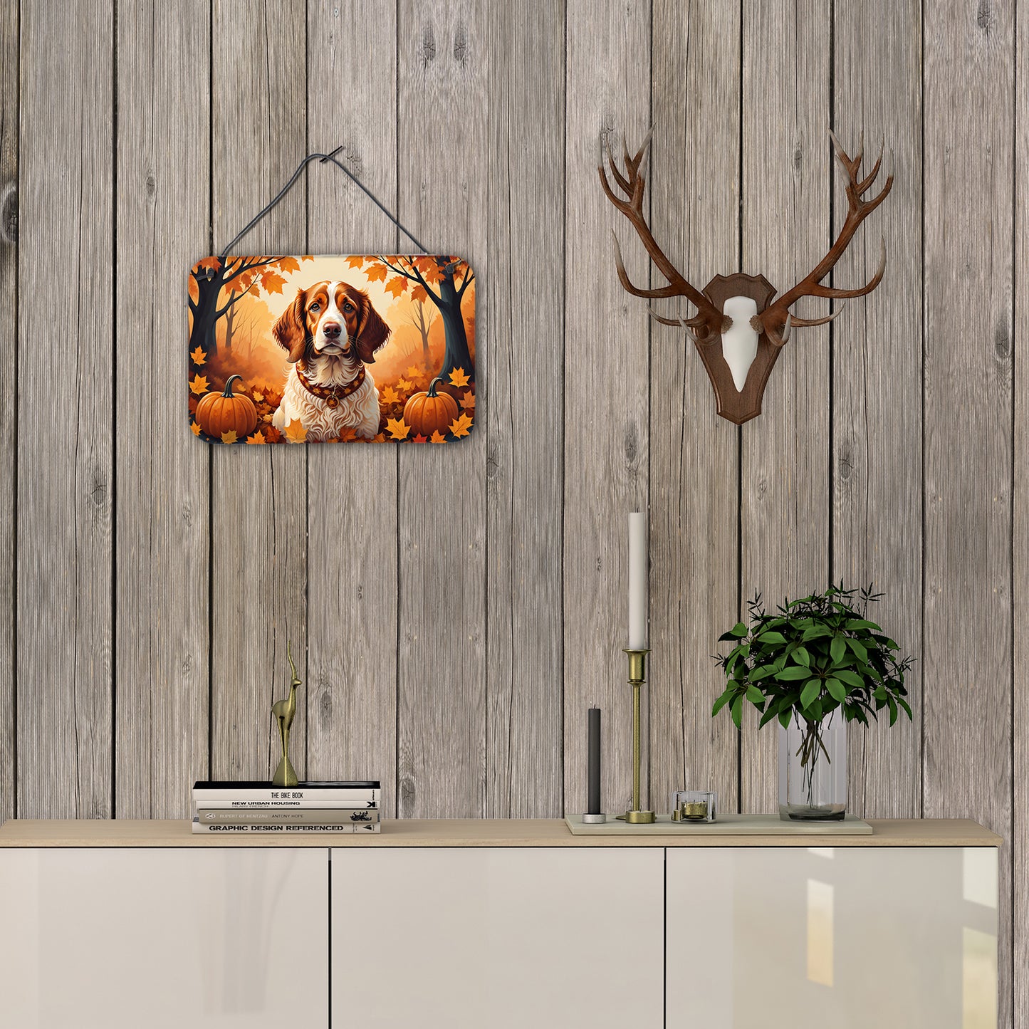 Brittany Spaniel Fall Wall or Door Hanging Prints