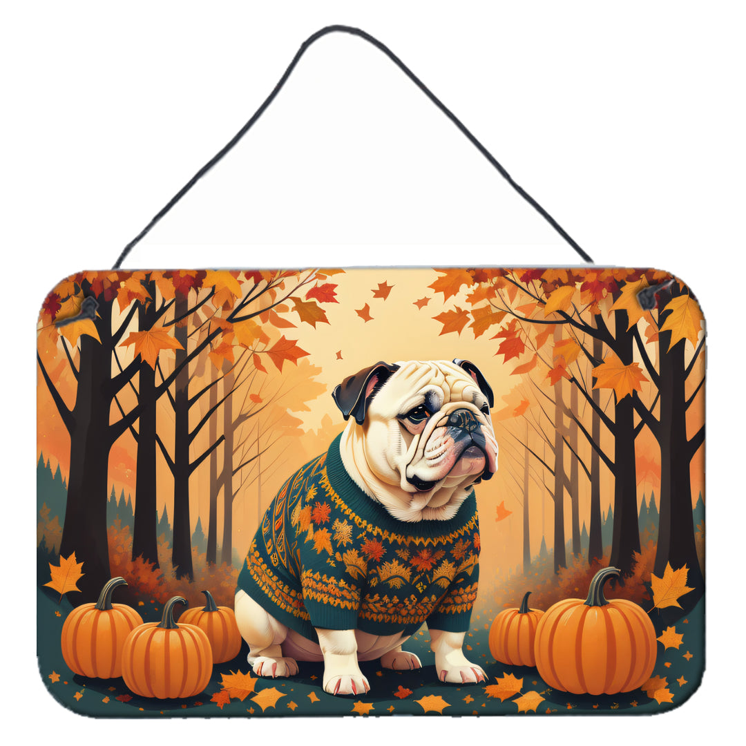 Buy this White English Bulldog Fall Wall or Door Hanging Prints