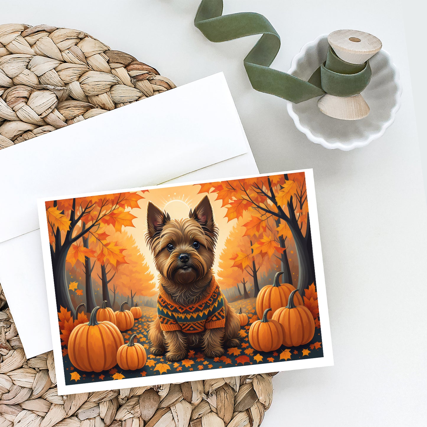 Cairn Terrier Fall Greeting Cards Pack of 8