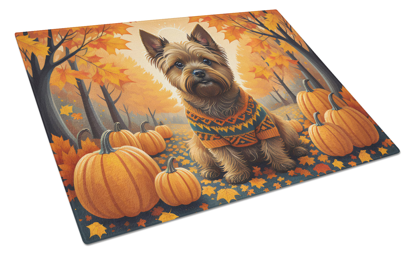 Buy this Cairn Terrier Fall Glass Cutting Board