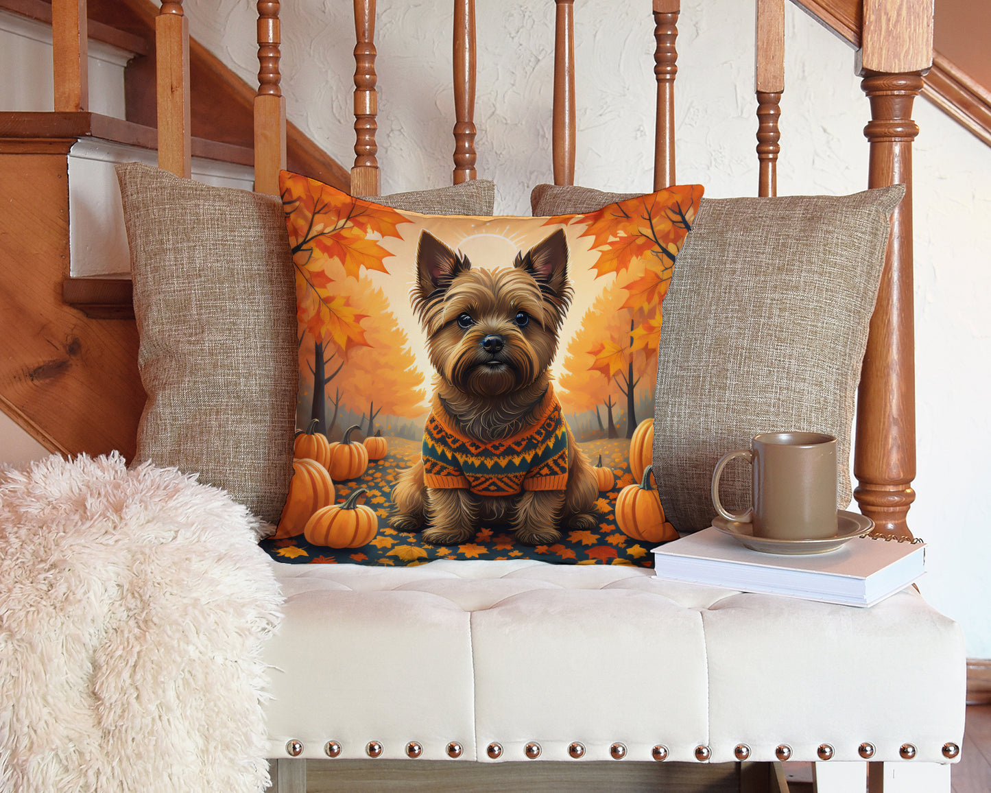 Cairn Terrier Fall Throw Pillow