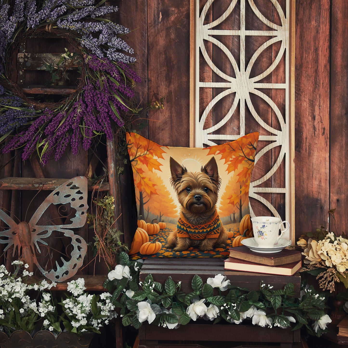 Cairn Terrier Fall Throw Pillow