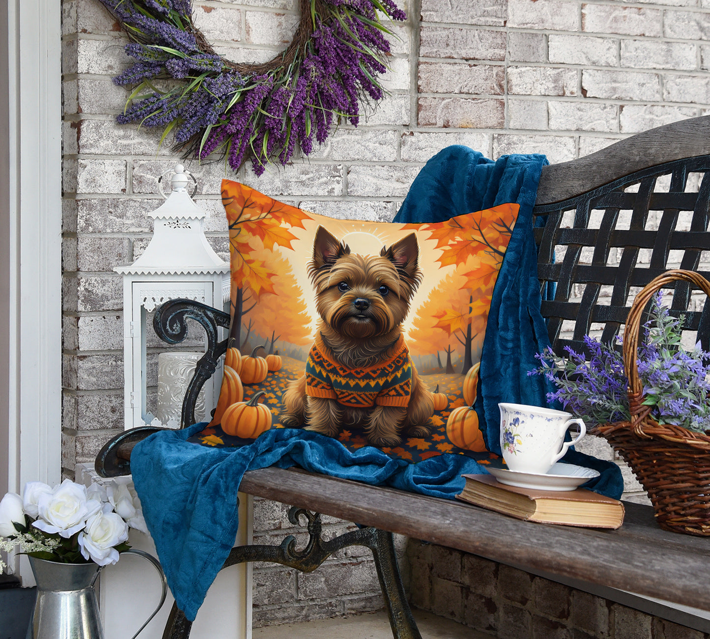 Cairn Terrier Fall Throw Pillow