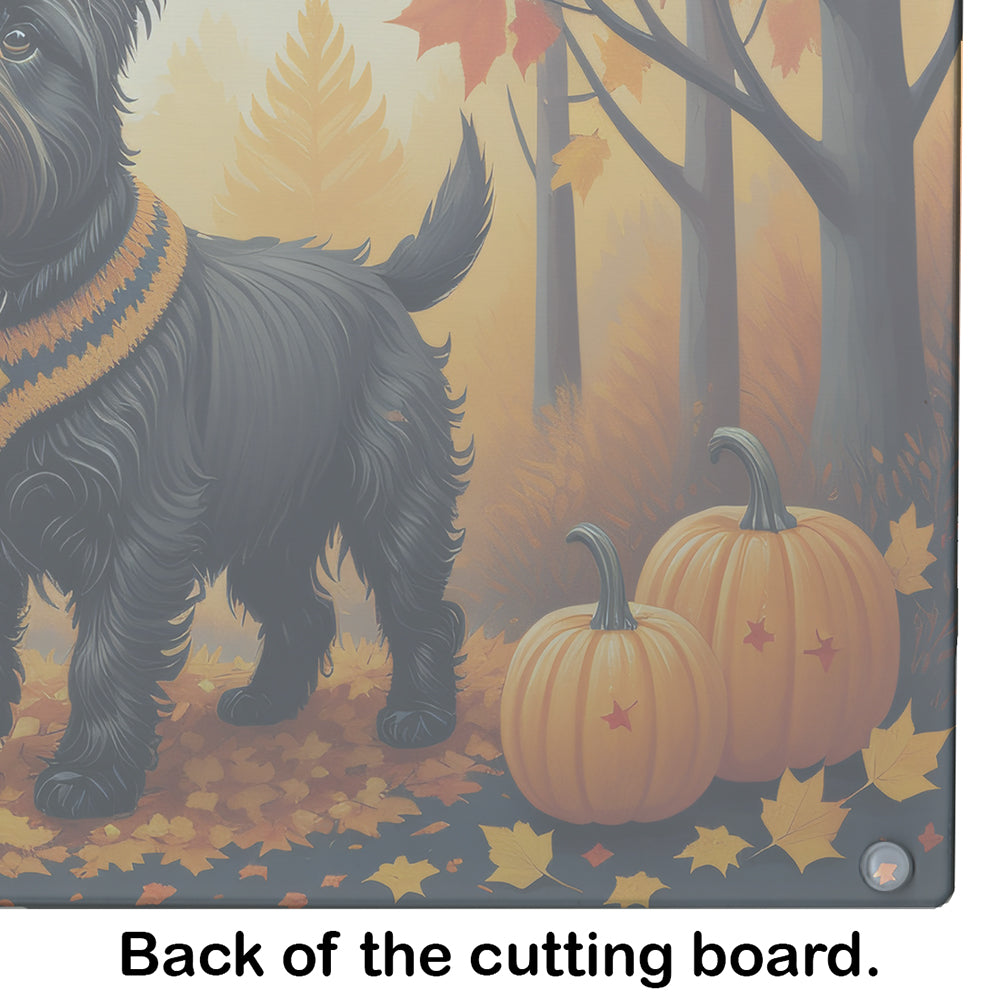 Black Cairn Terrier Fall Glass Cutting Board