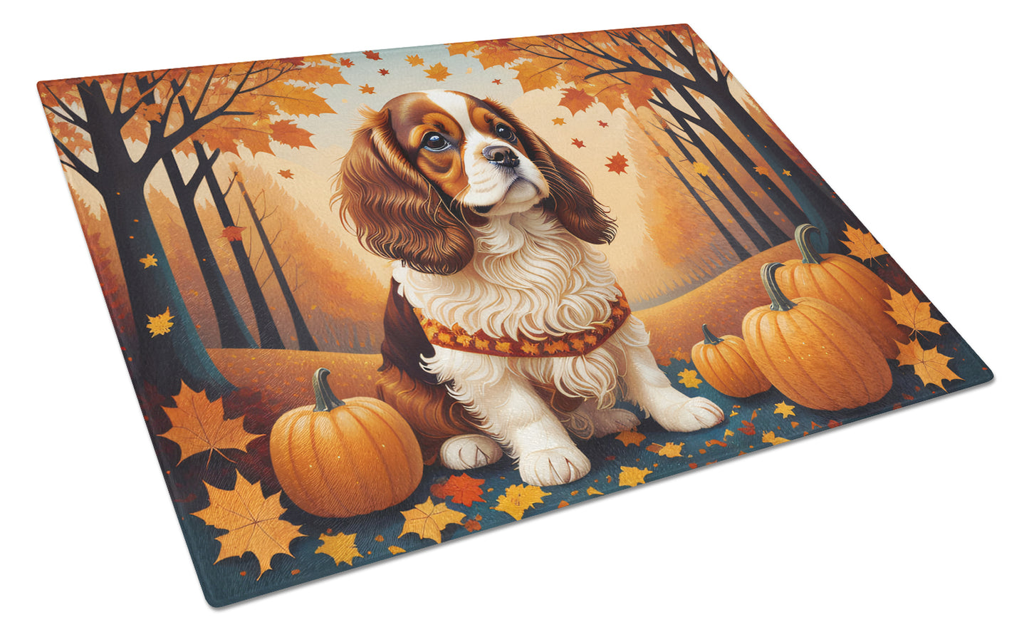 Buy this Cavalier Spaniel Fall Glass Cutting Board