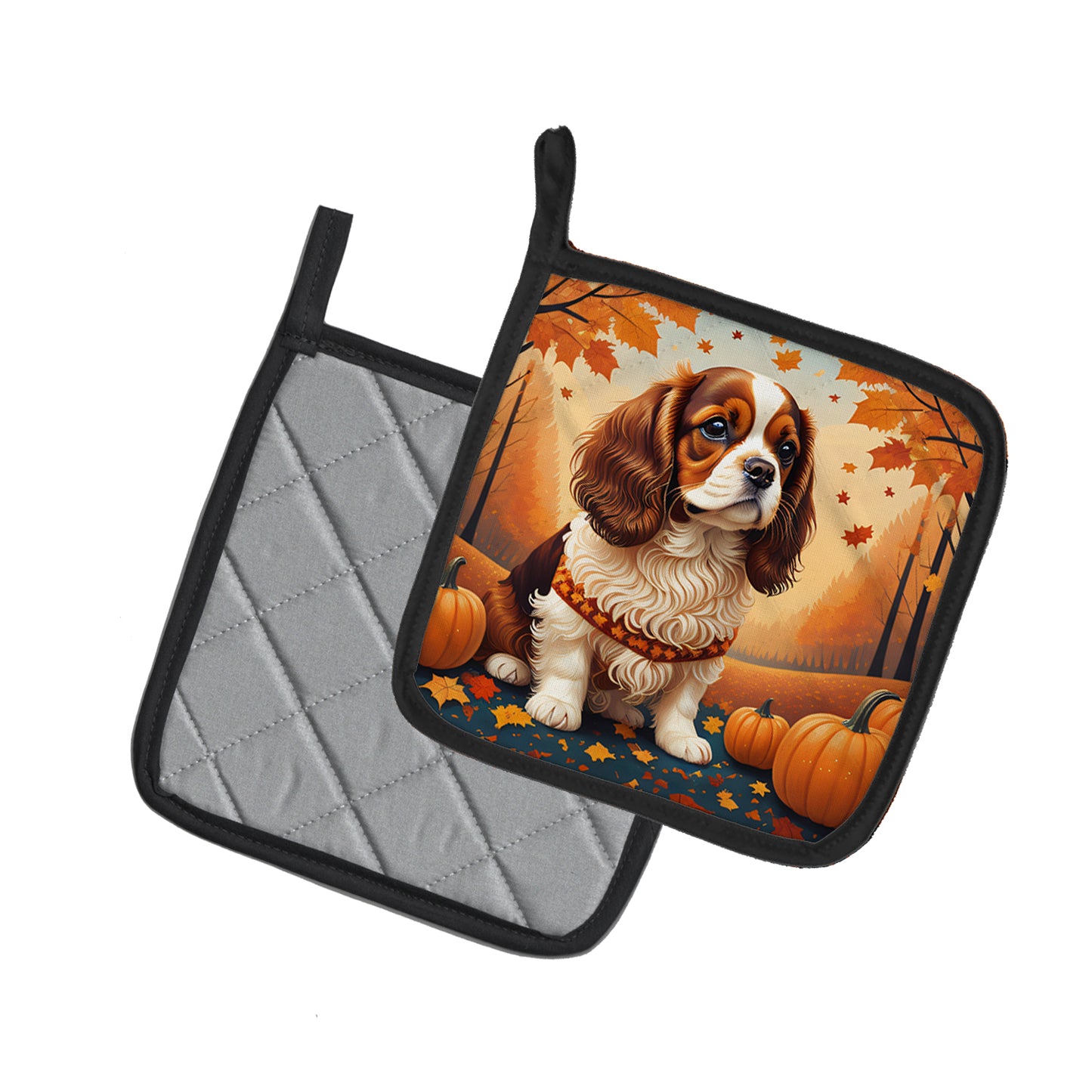 Cavalier Spaniel Fall Pair of Pot Holders