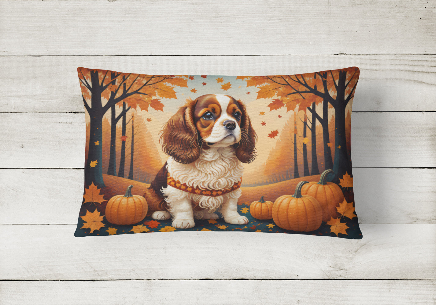 Cavalier Spaniel Fall Throw Pillow