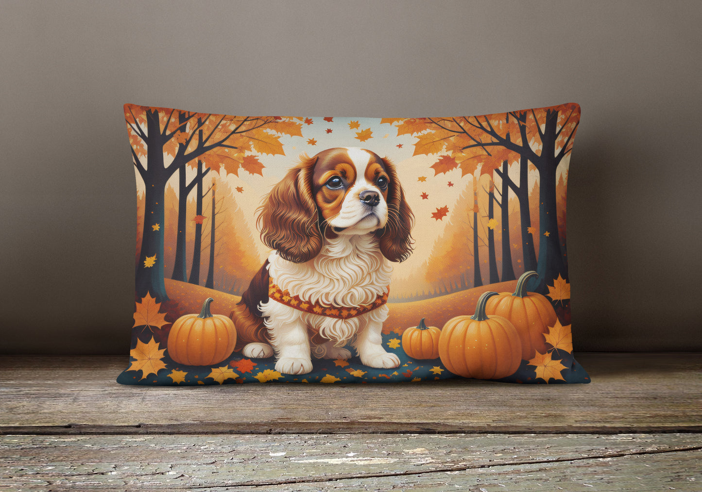 Cavalier Spaniel Fall Throw Pillow