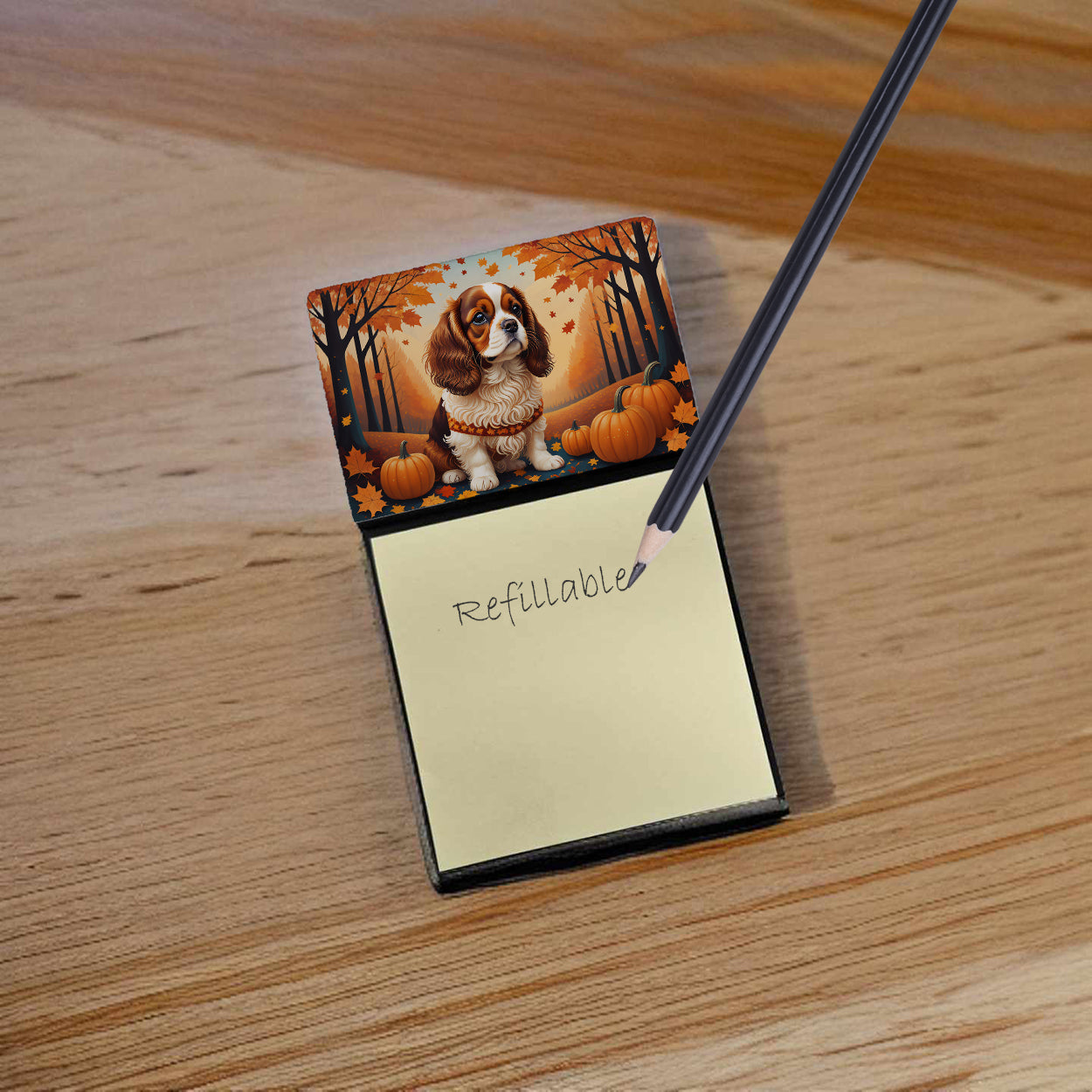 Cavalier Spaniel Fall Sticky Note Holder