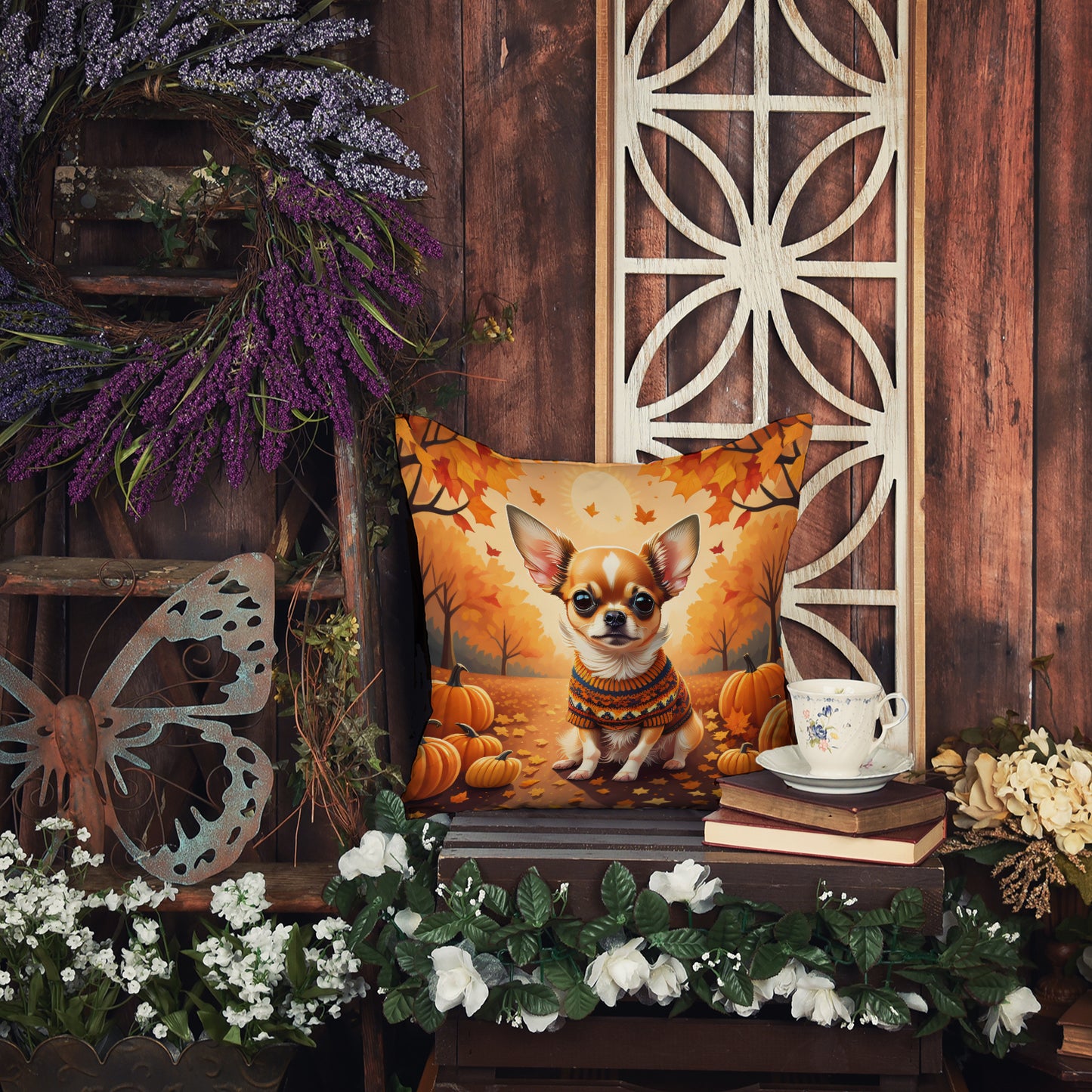 Chihuahua Fall Throw Pillow