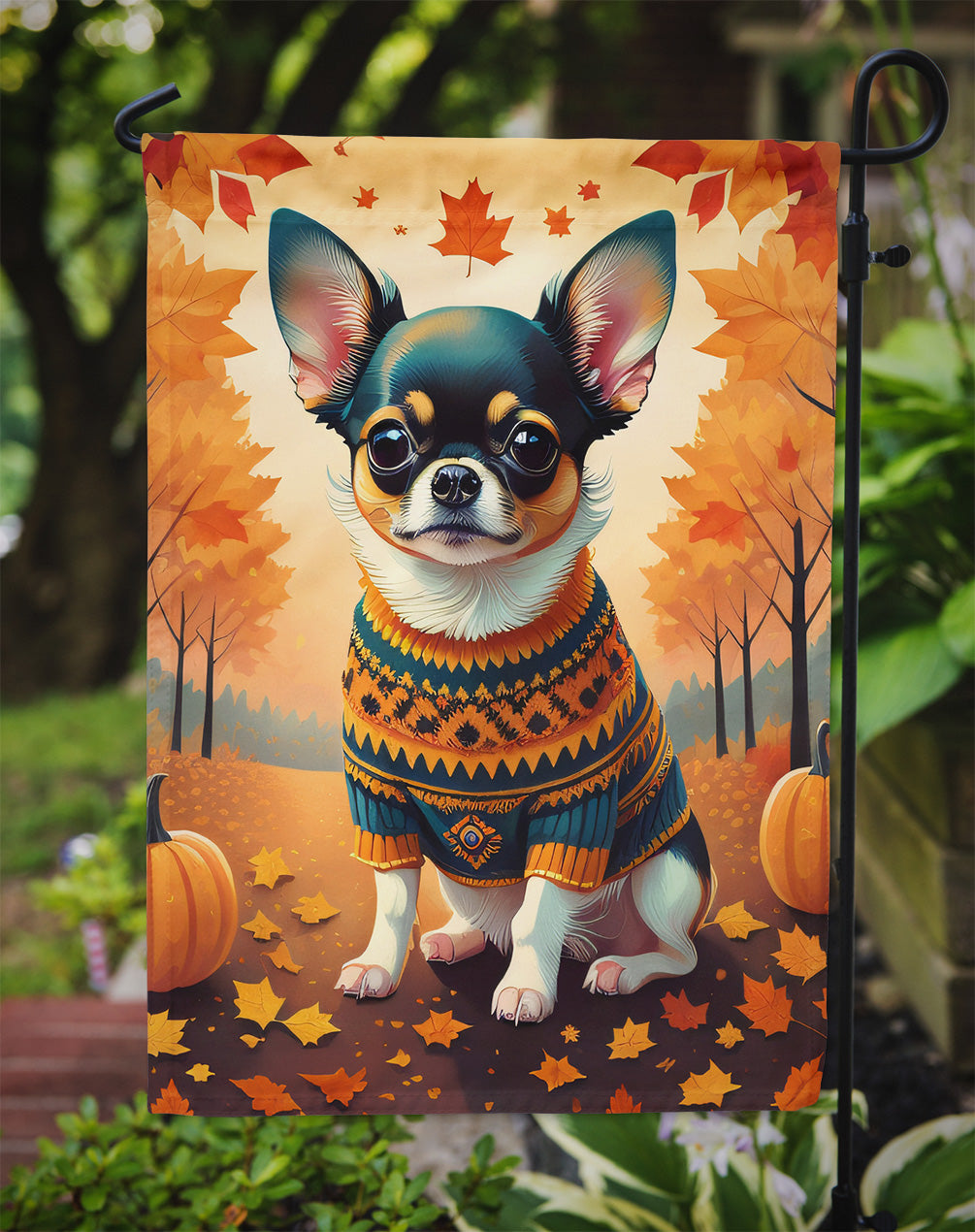 Tricolor Chihuahua Fall Garden Flag