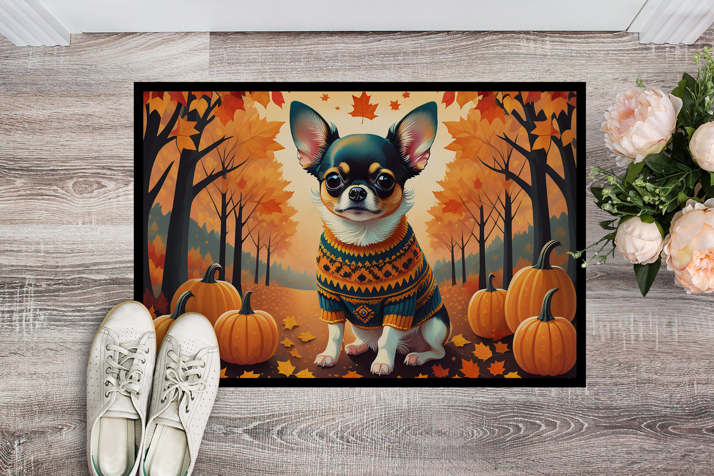 Tricolor Chihuahua Fall Doormat