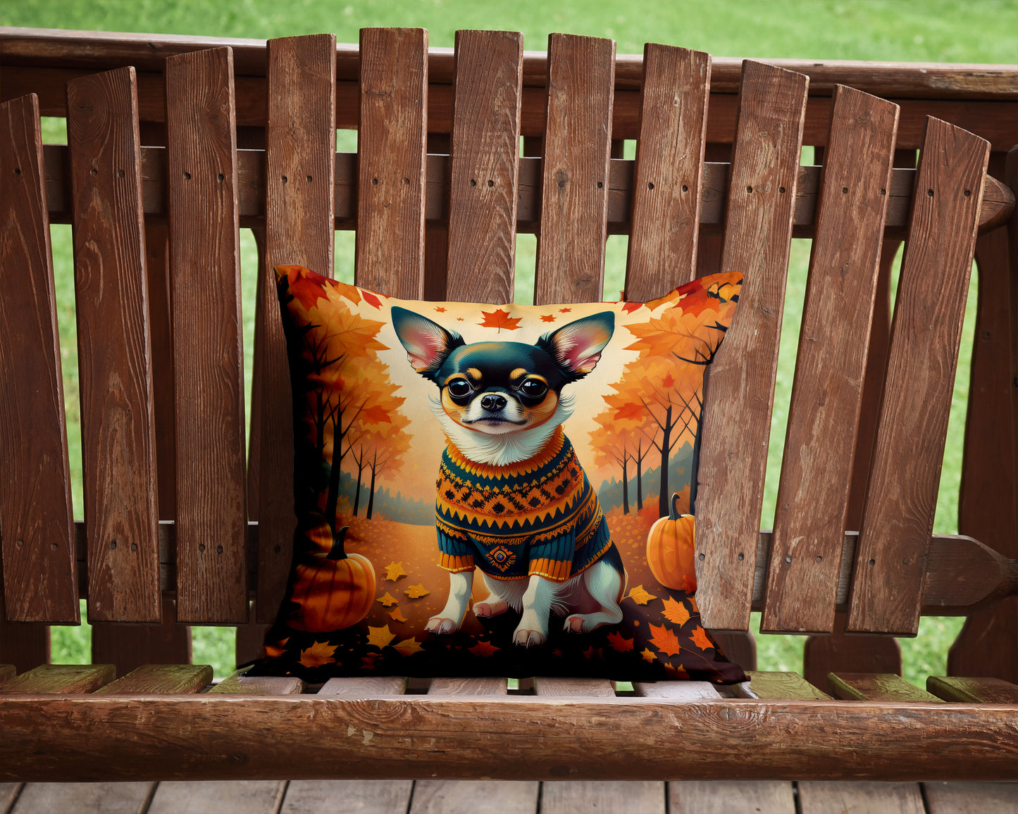 Tricolor Chihuahua Fall Throw Pillow