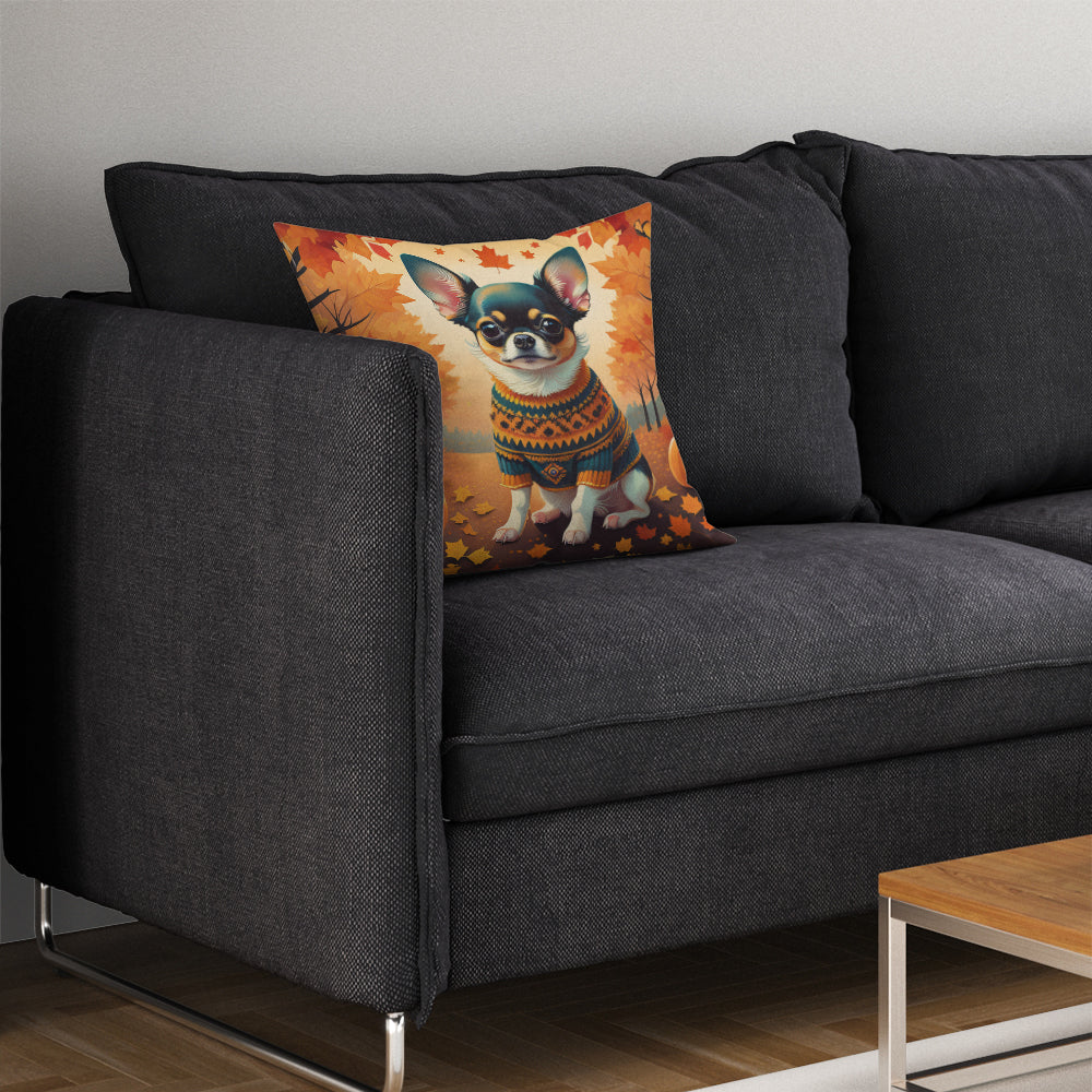 Tricolor Chihuahua Fall Throw Pillow