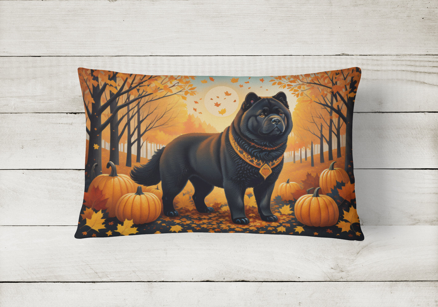 Black Chow Chow Fall Throw Pillow