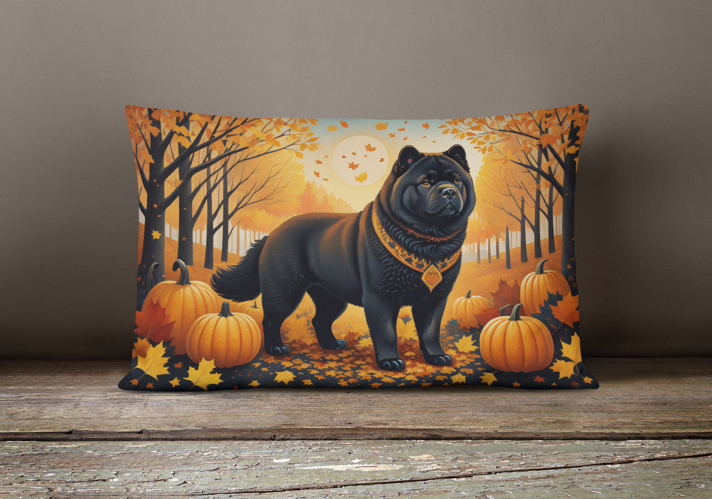 Black Chow Chow Fall Throw Pillow