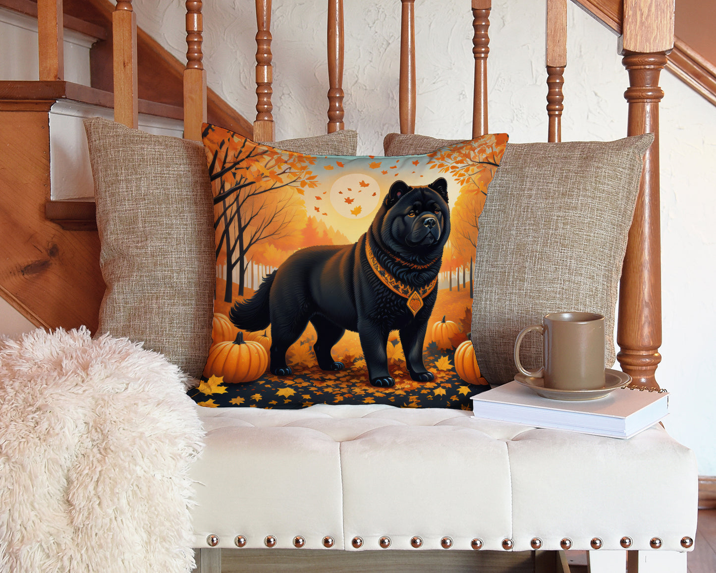 Black Chow Chow Fall Throw Pillow