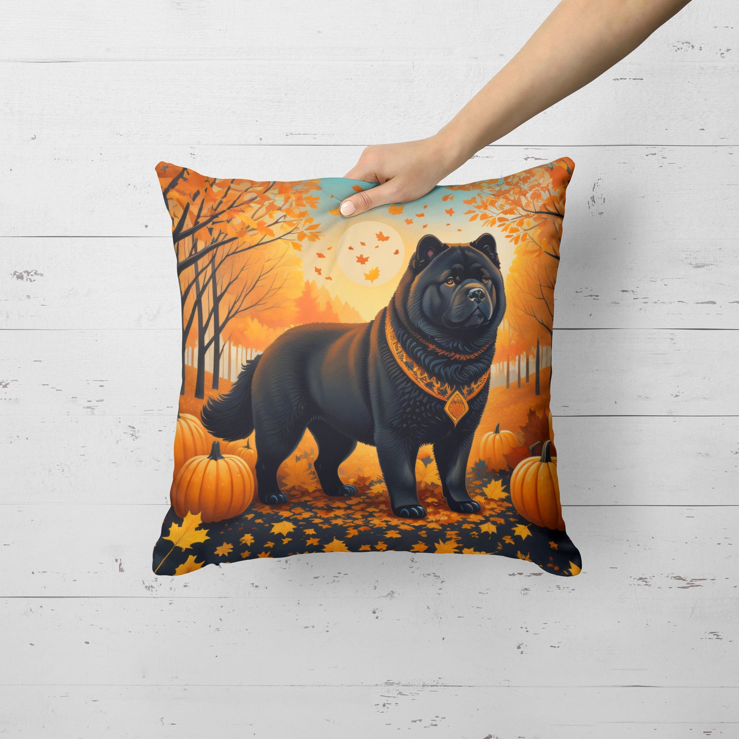 Black Chow Chow Fall Throw Pillow