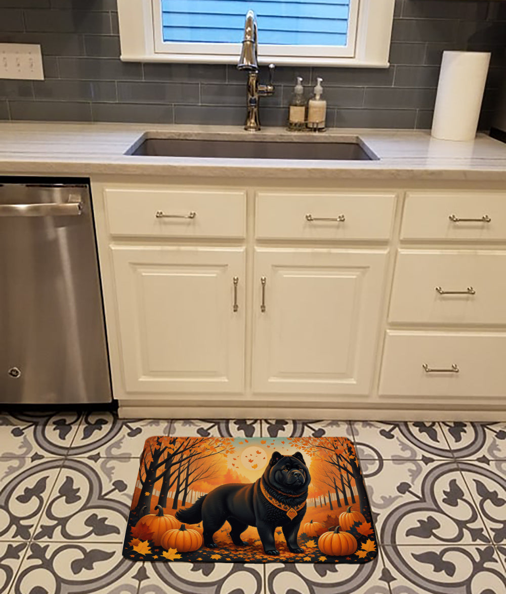 Black Chow Chow Fall Memory Foam Kitchen Mat