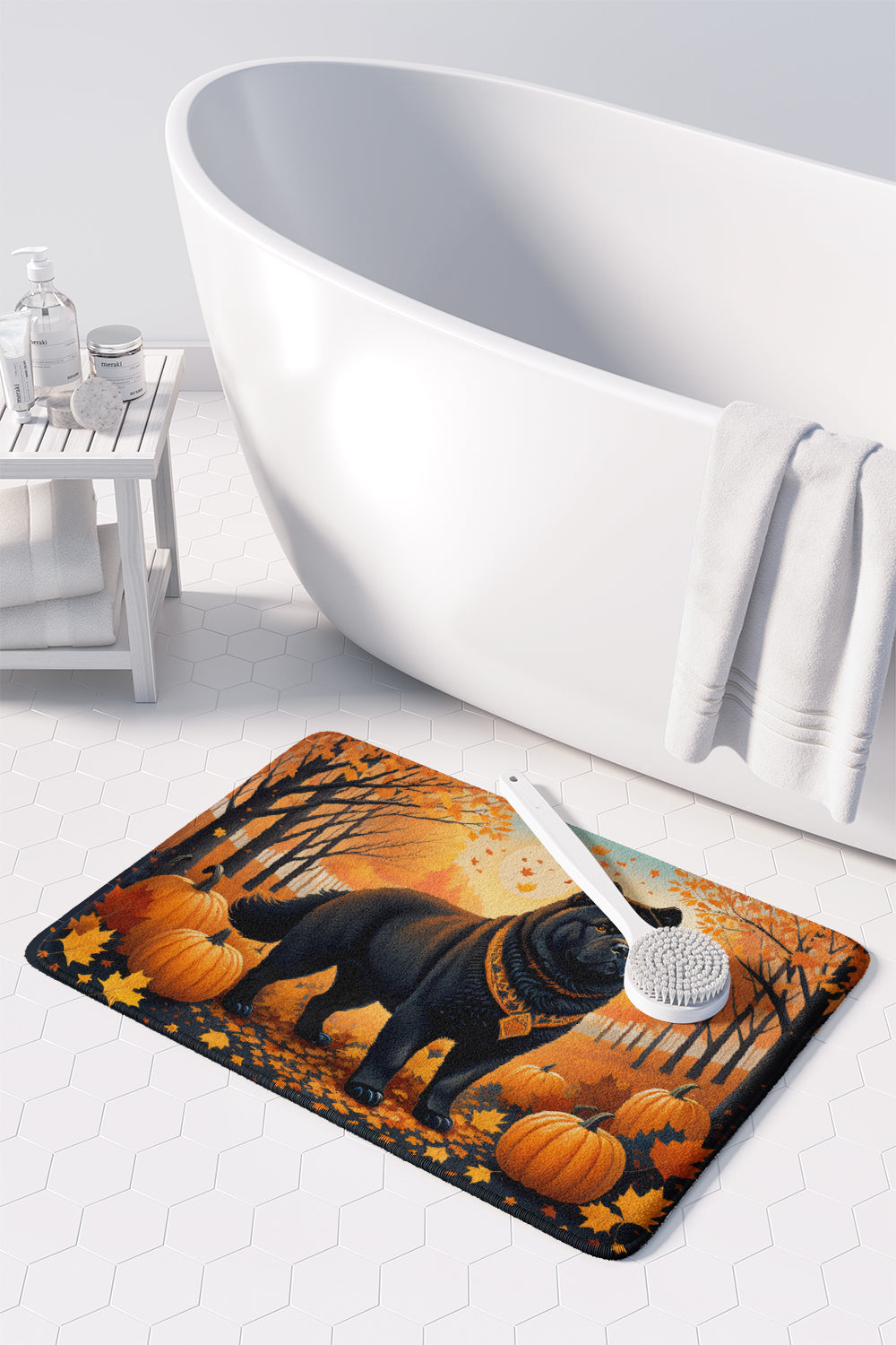 Black Chow Chow Fall Memory Foam Kitchen Mat