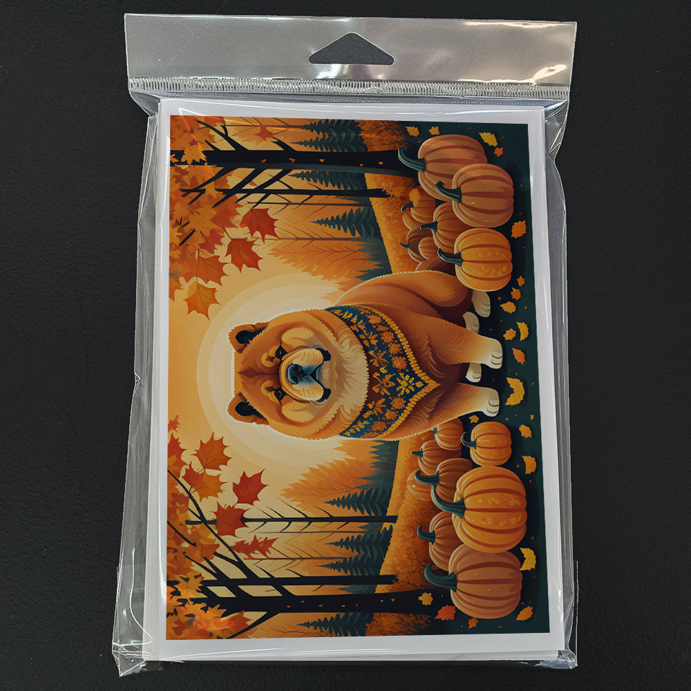 Chow Chow Fall Greeting Cards Pack of 8