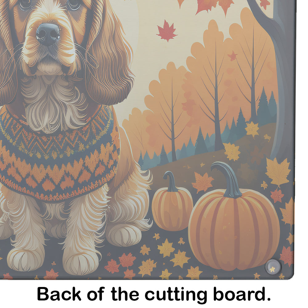 Cocker Spaniel Fall Glass Cutting Board