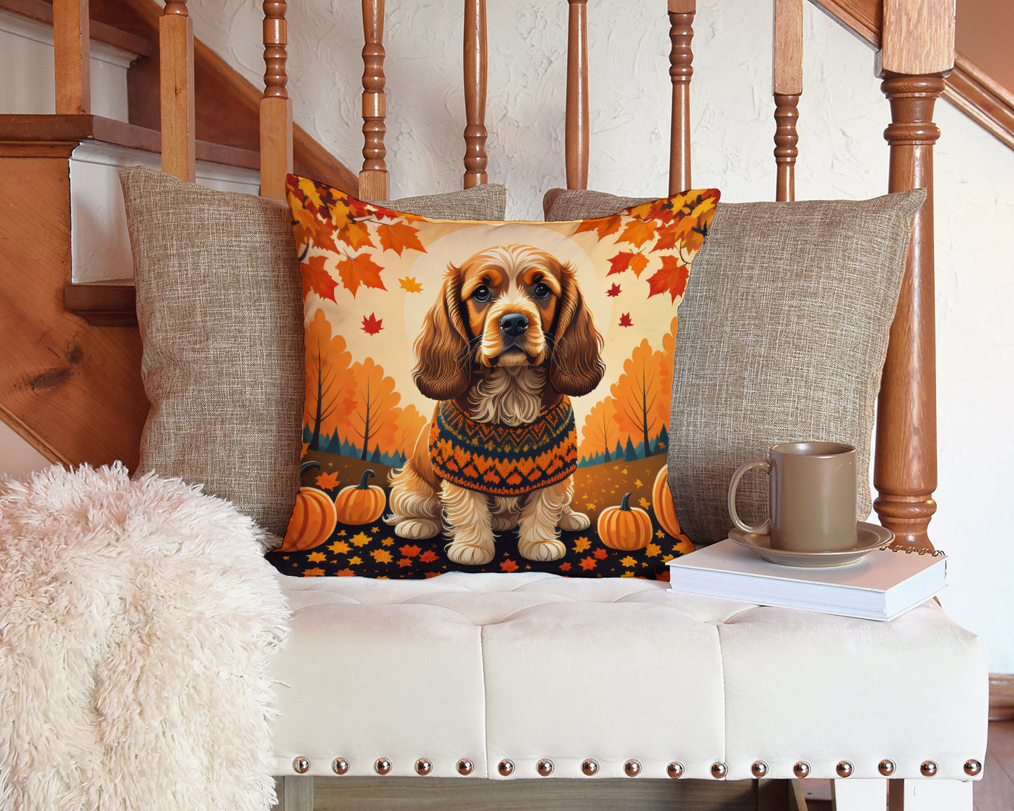 Cocker Spaniel Fall Throw Pillow