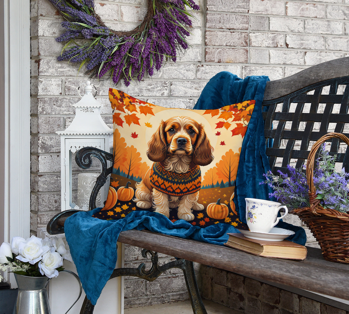 Cocker Spaniel Fall Throw Pillow