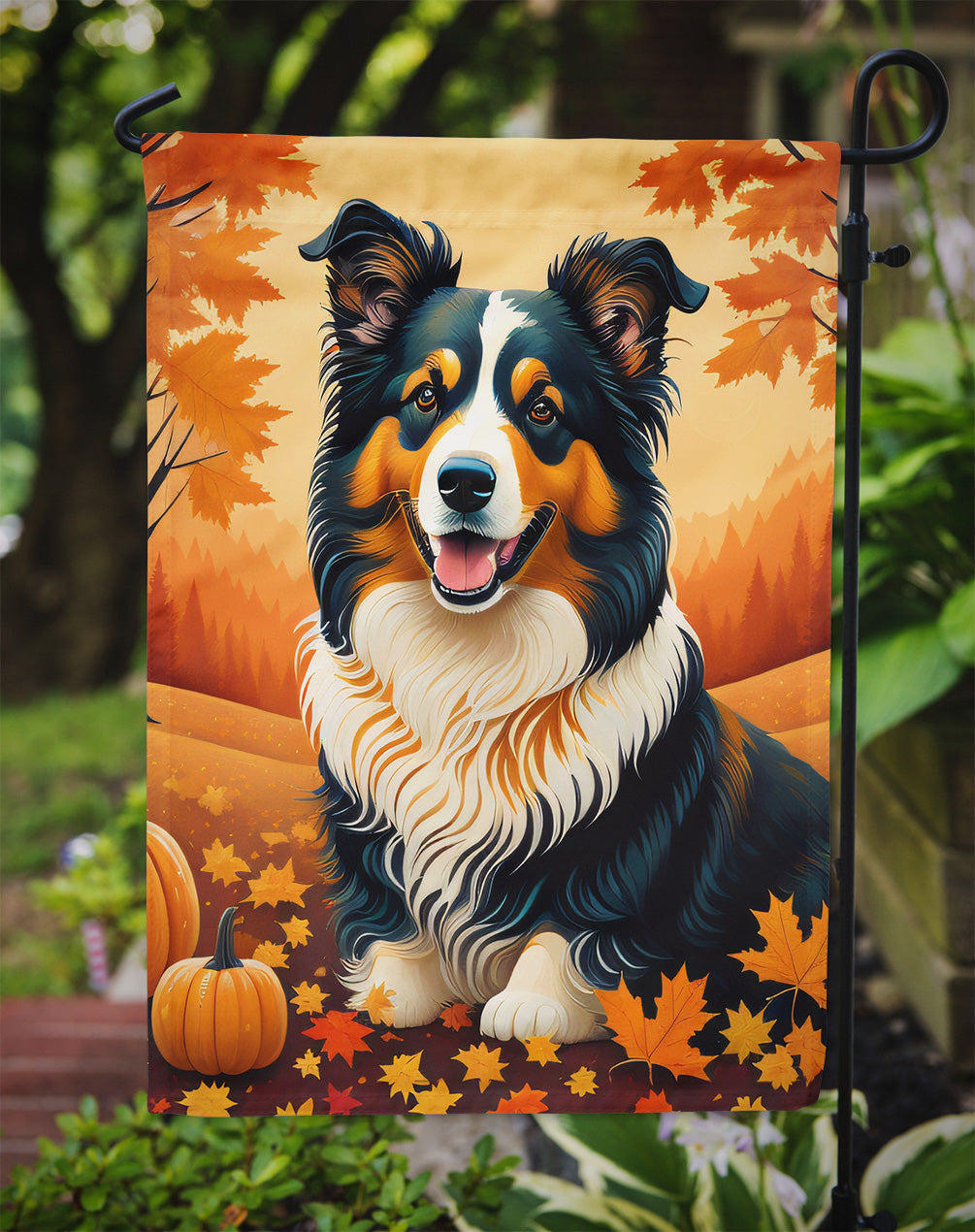 Collie Fall Garden Flag