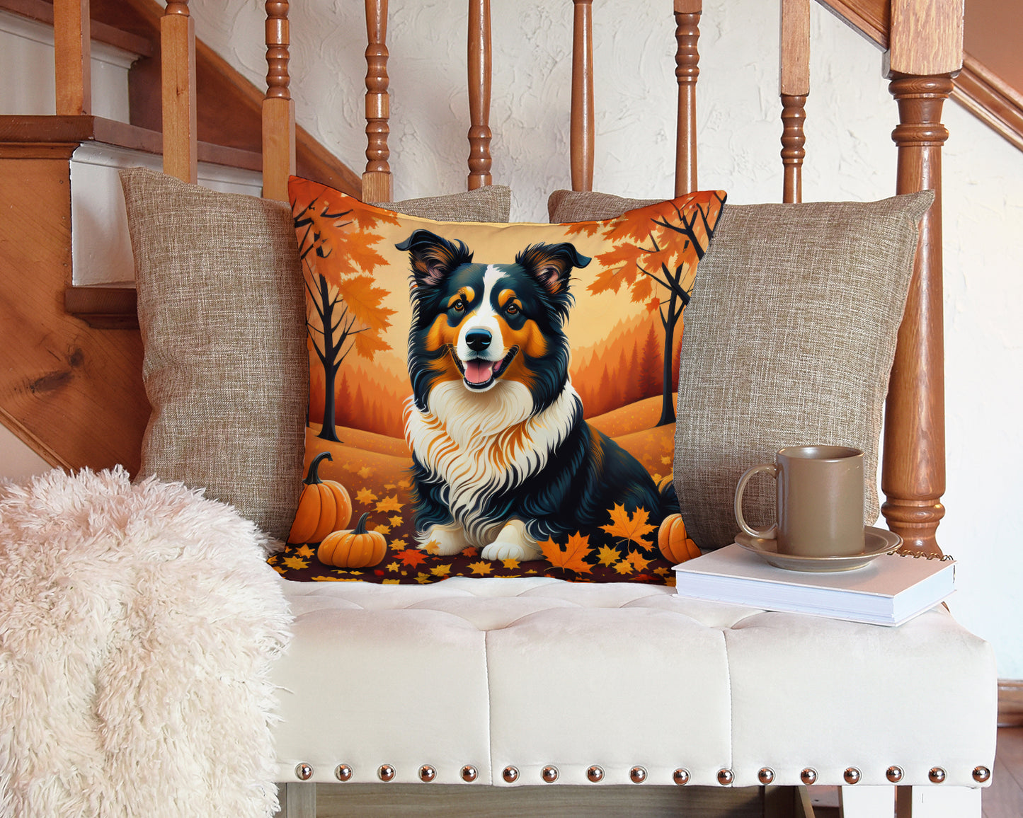 Collie Fall Throw Pillow