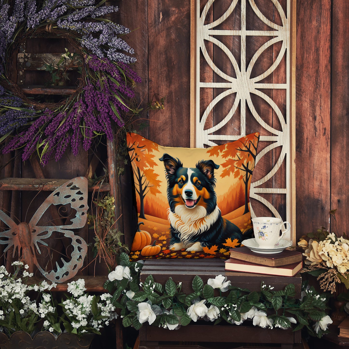 Collie Fall Throw Pillow