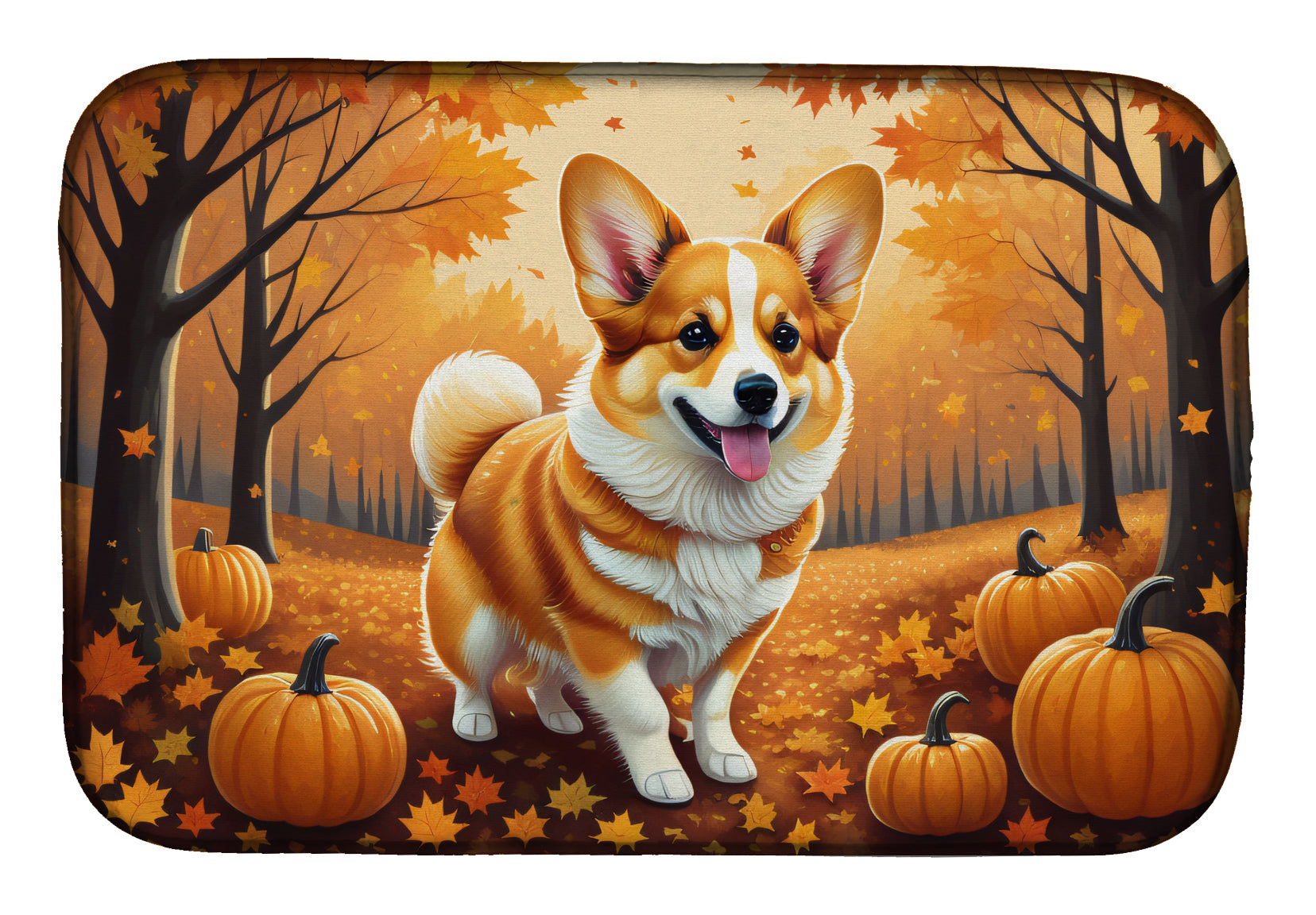 Buy this Corgi Fall Dish Drying Mat