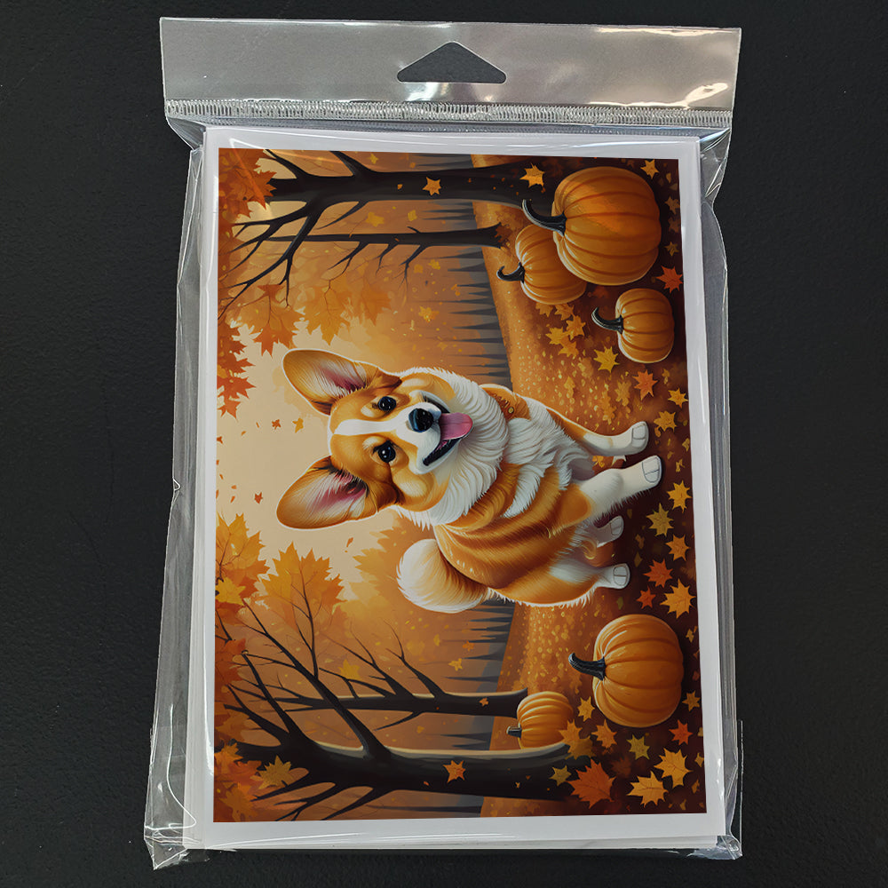 Corgi Fall Greeting Cards Pack of 8