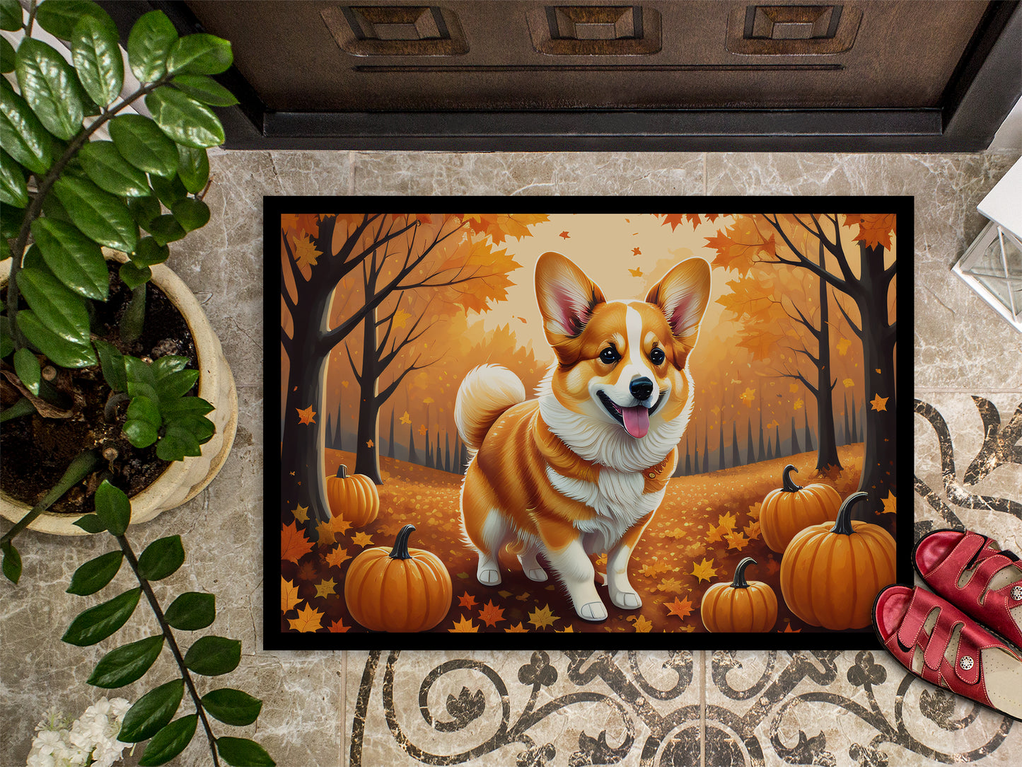 Corgi Fall Doormat