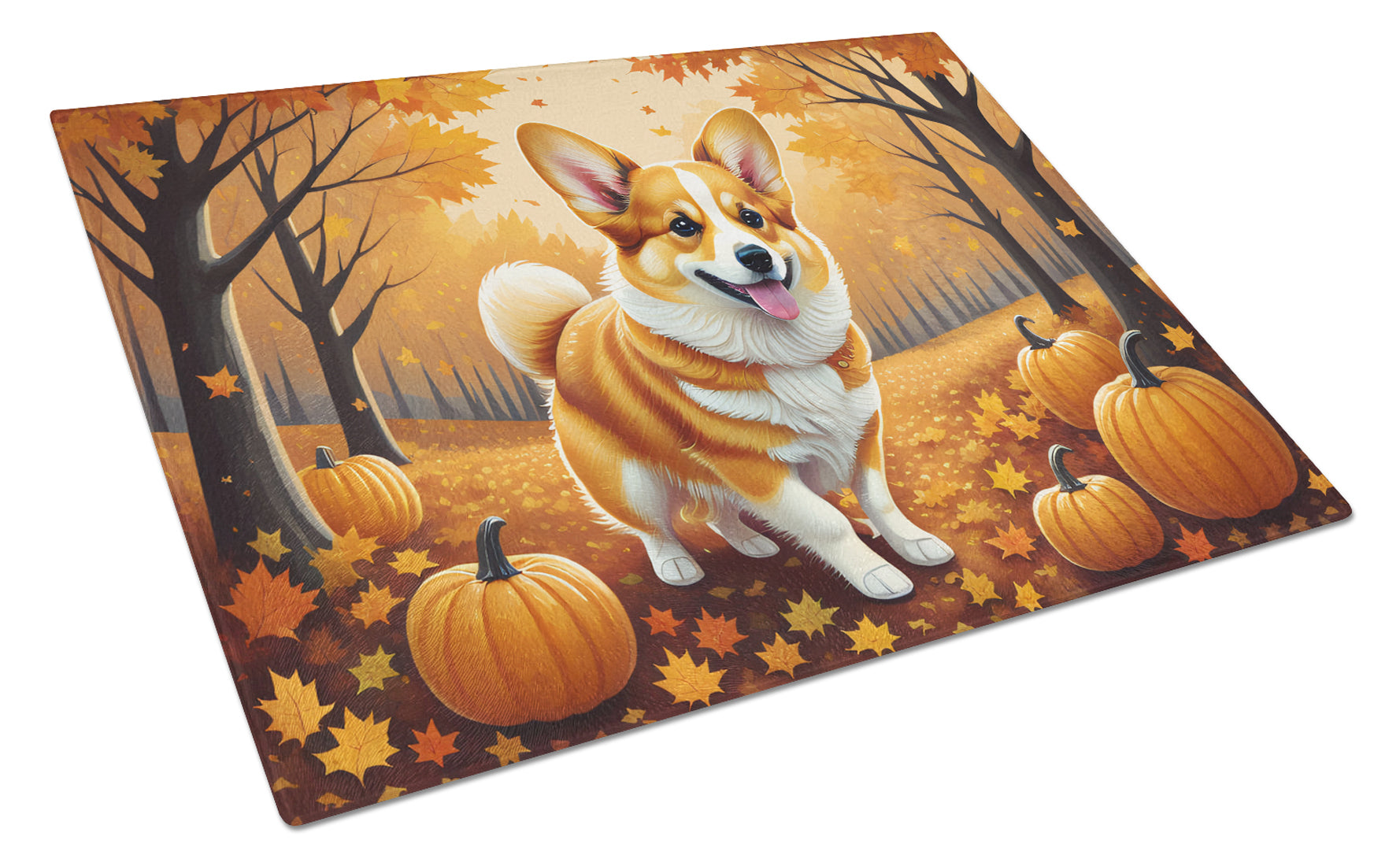 Buy this Corgi Fall Glass Cutting Board