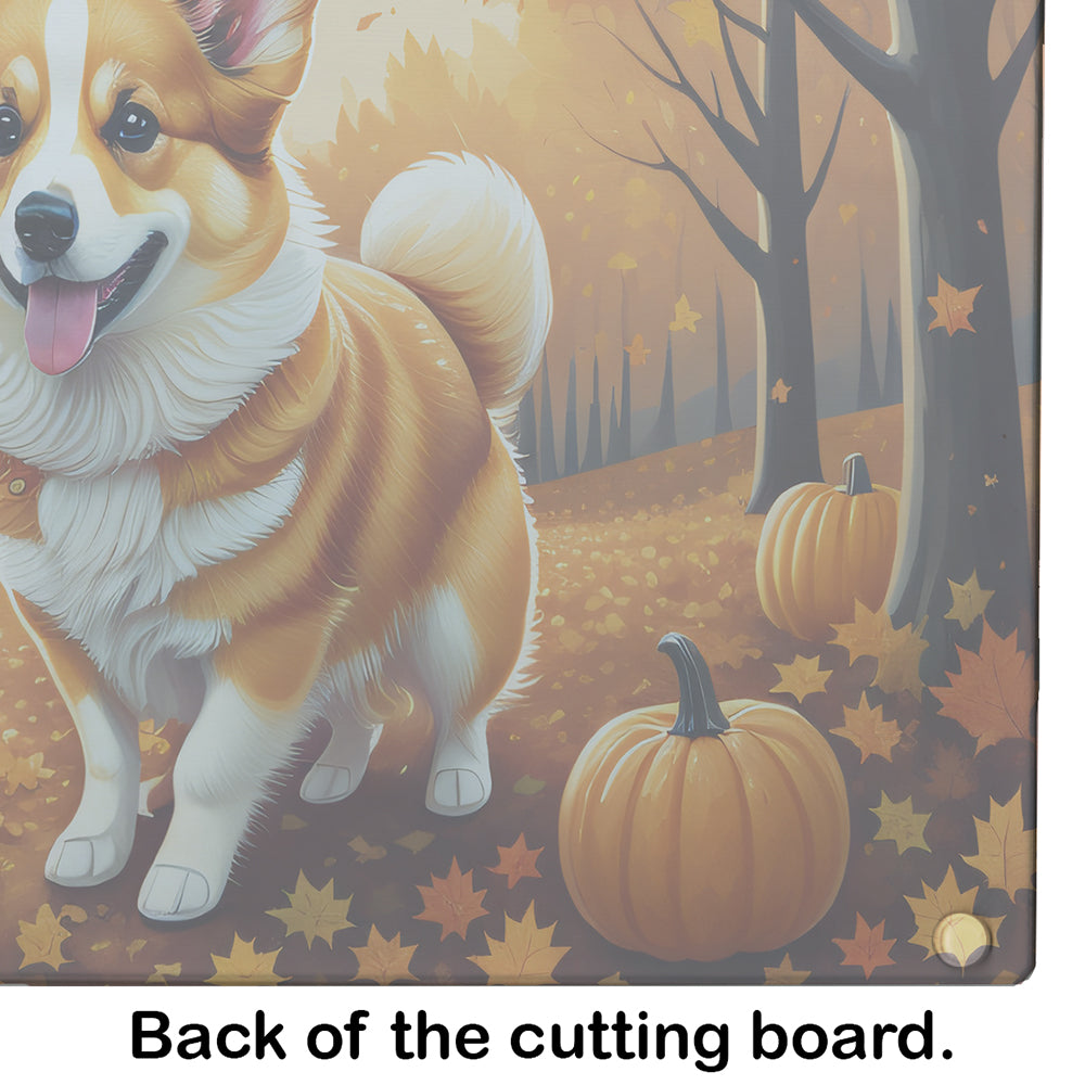 Corgi Fall Glass Cutting Board