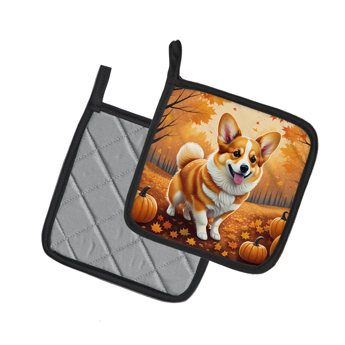 Corgi Fall Pair of Pot Holders