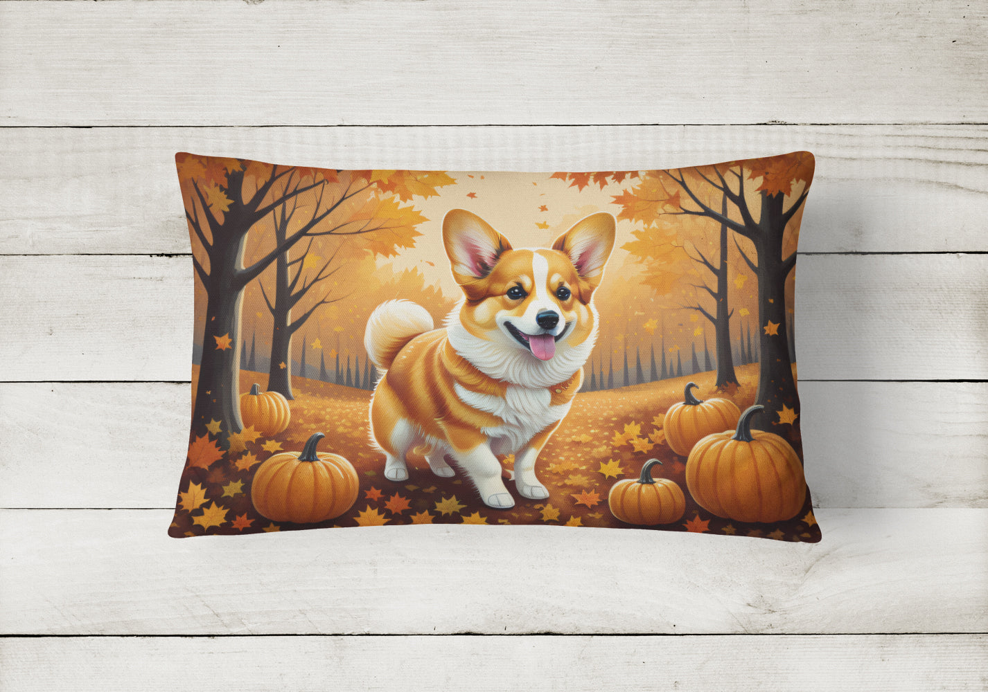 Corgi Fall Throw Pillow