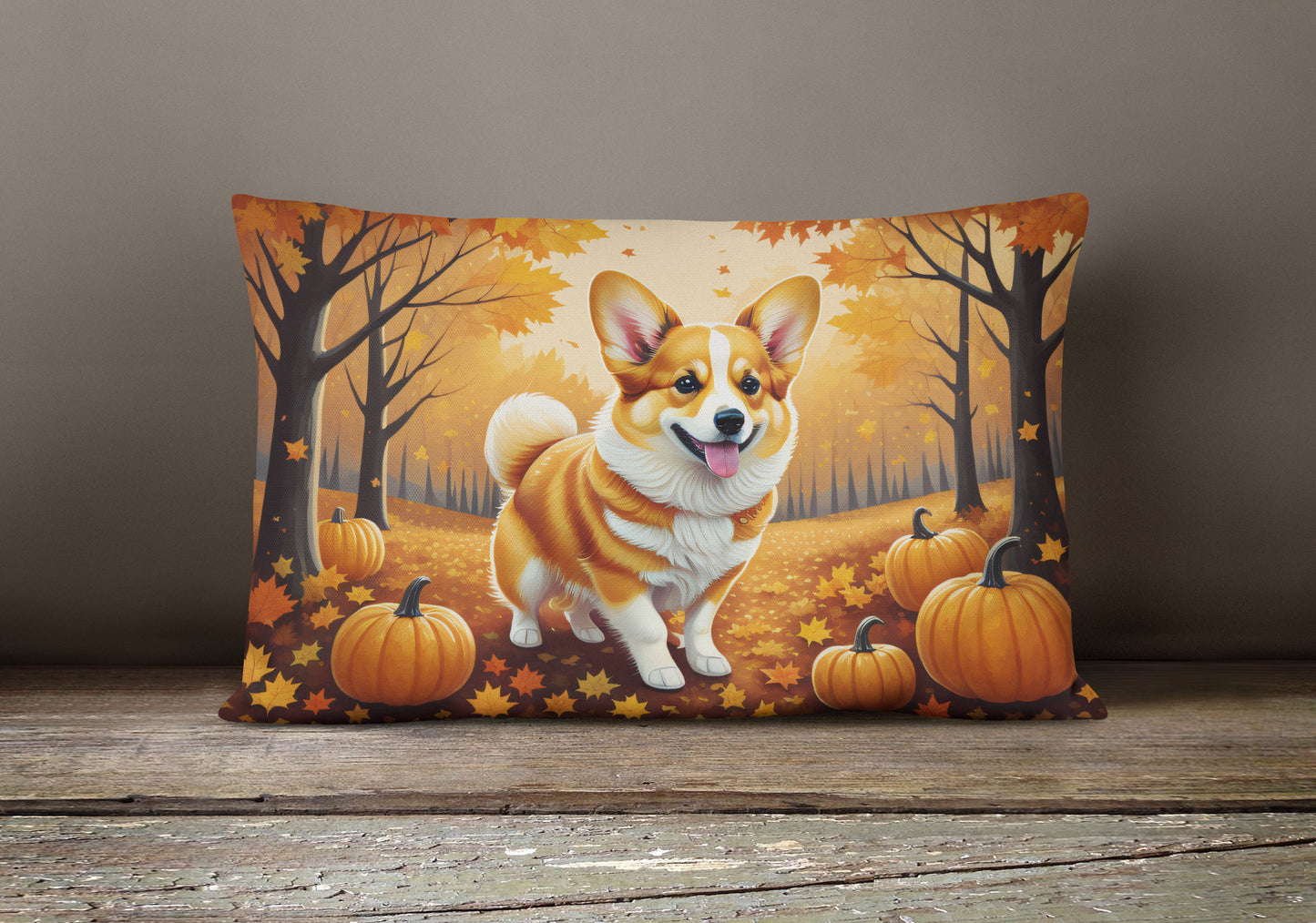 Corgi Fall Throw Pillow